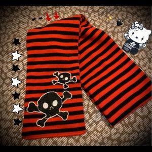 Red + Black Striped Skull Scarf